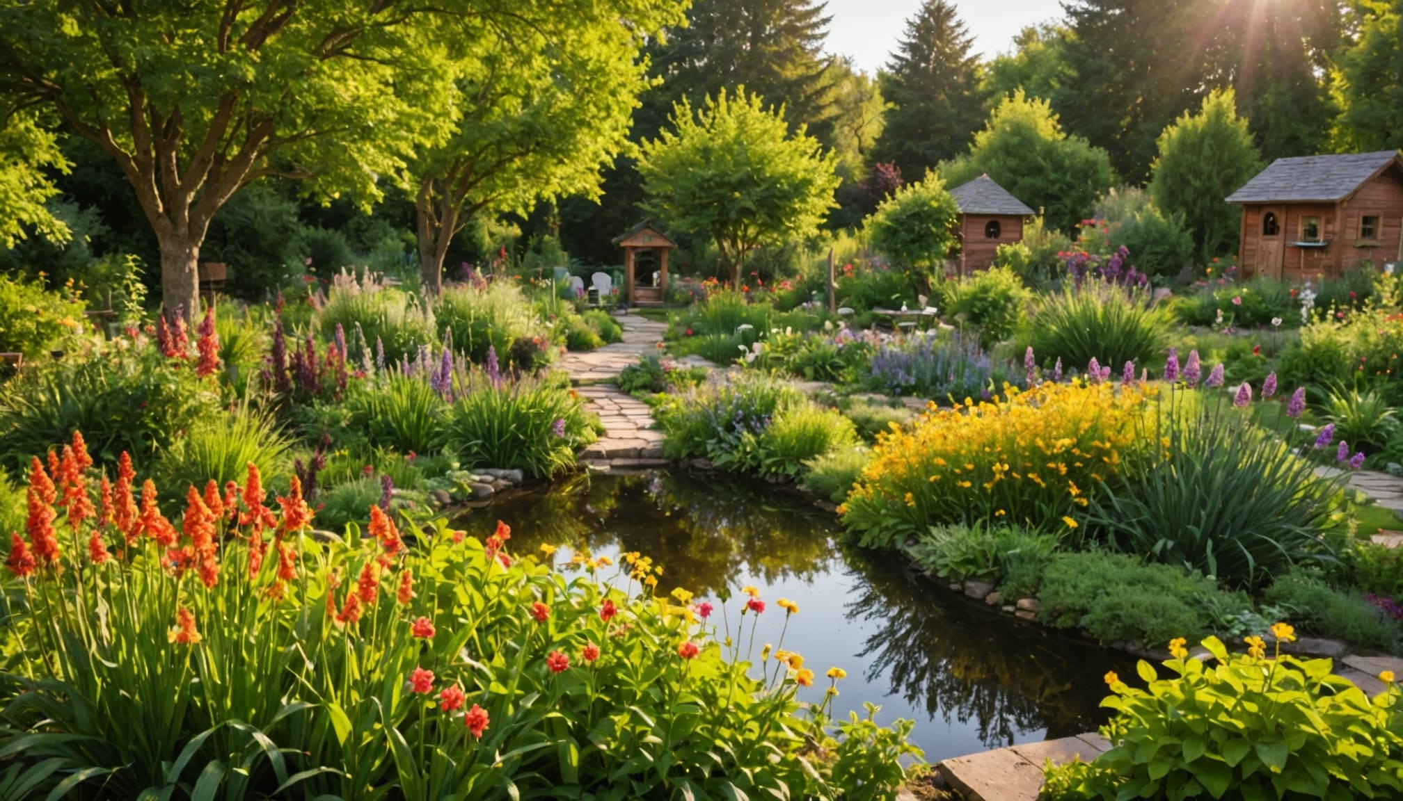 Jardin écologique avec plantes durables et naturelles